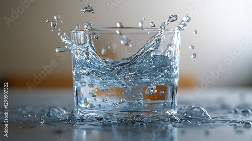a glass of water with a splash of water