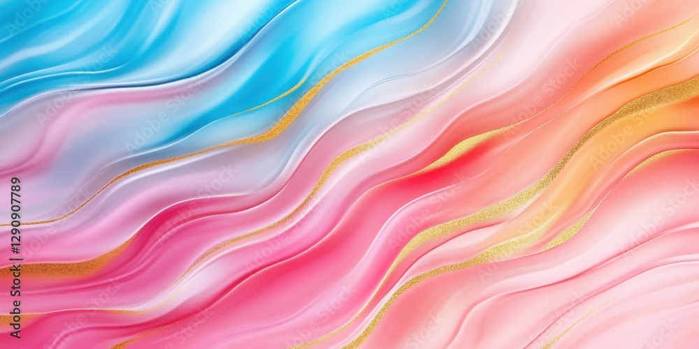 Obraz premium Pearl holographic background with shades of pink, blue and gold. 