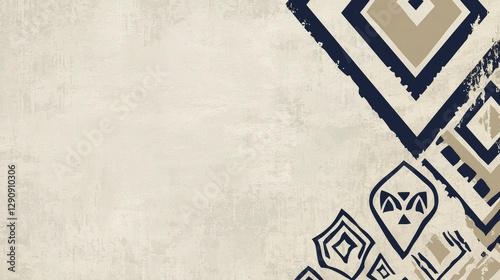 Abstract Beige and Navy Tribal Pattern Background