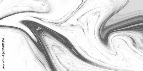 Liquify Swirl Black and White Color Art. Abstract light elegant black for do floor plan ceramic counter texture. Marble waves texture background. Art work or cover book or brochure, poster, wallpaper