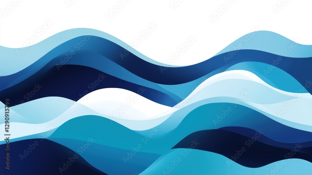 Colorful abstract waves in varying shades of blue and turquoise, flowing shapes representing water, ocean, and nature background design. Colorful abstract waves in varying shades of blue and turquoise, flowing shapes representing water, ocean, and nature background design.