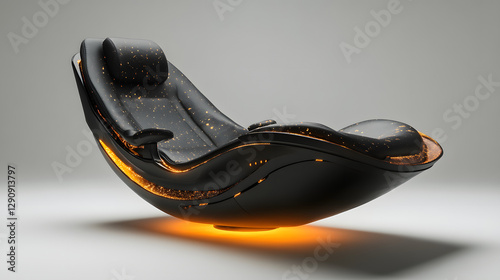 a black chair with a glowing orange light photo