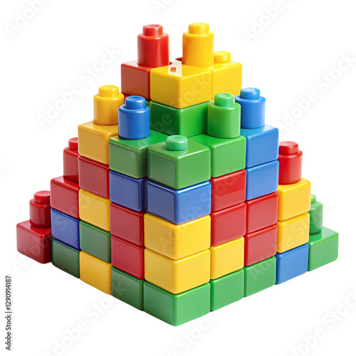 Colorful Building Blocks: Kids Toys Pyramid isolated on transparent background