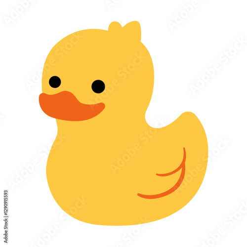 Yellow rubber duck icon isolated on white. Flat cartoon cute bird vector clip art. 