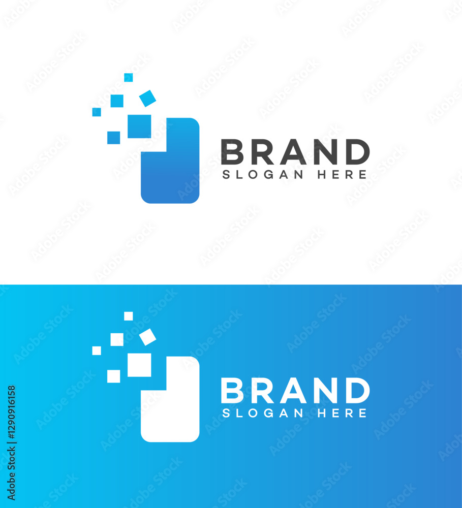 Digital Technology Brand Logo Design with Pixelated Digital Technology Brand Logo Design with Pixelated