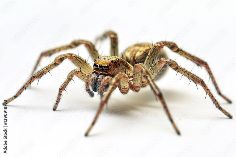 A close-up view of a spider on a white surface A close-up view of a spider on a white surface