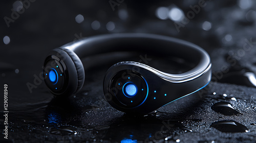 a pair of bluetooths on a black surface photo