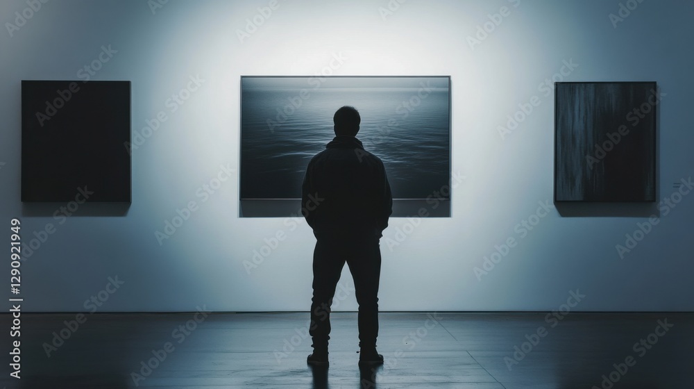 Obraz premium Lottery jackpot winner attending an exclusive art exhibition. Featuring creativity and exclusivity