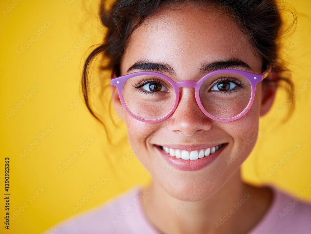 Close-up of a Smiling Young Woman with Glasses