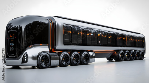 a black bus with orange lights on it photo