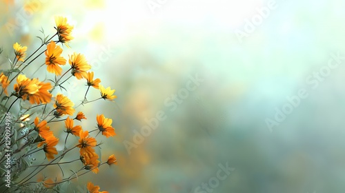 Yellow And Orange Flowers Soft Focus Background
