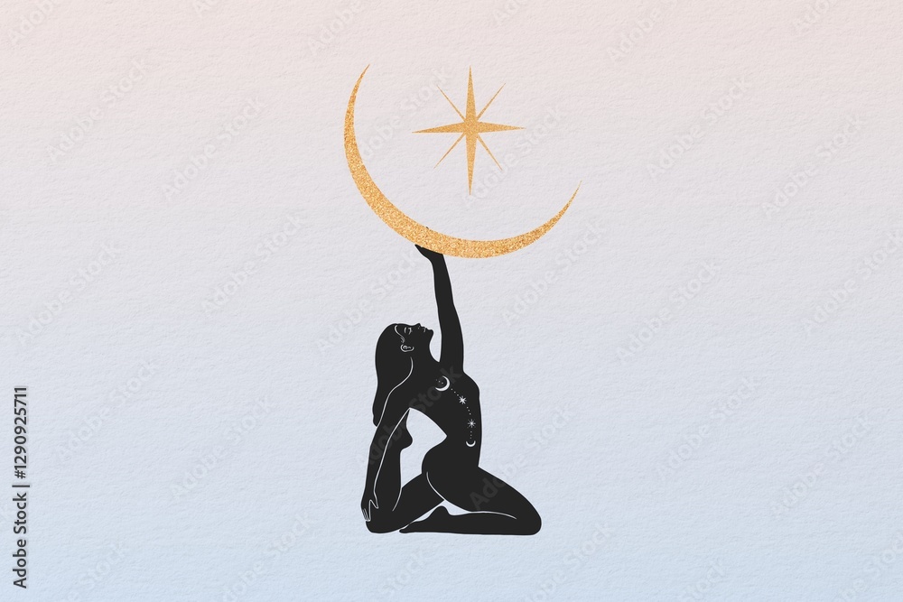 Fototapeta premium Moon spirit, spiritual illustration, design resource