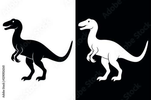 Dinosaur Silhouette Vector Icon High-Quality Design on Black And White Background.