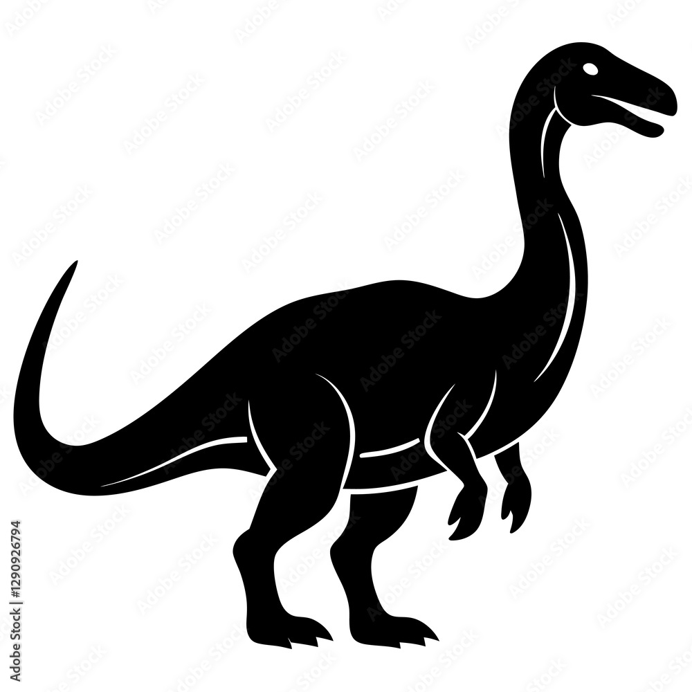 Black Dinosaur Silhouette Vector  Crisp & Clean Illustration.