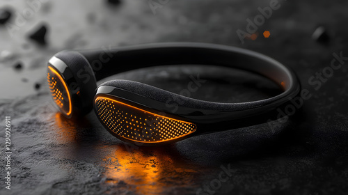 a pair of headphones on a black surface photo