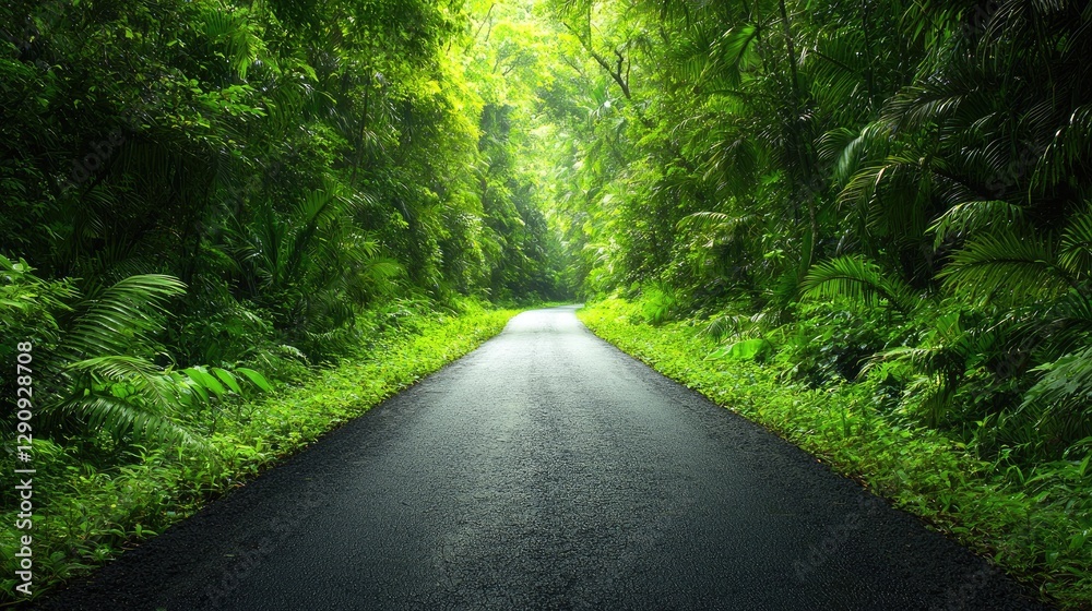 Fototapeta premium Lush Jungle Road Journey through Tropical Foliage