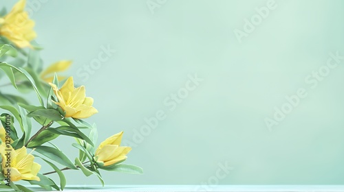 Yellow Flowers on a Green Background