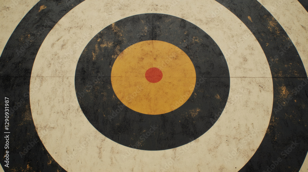 A close-up view of a circular target featuring concentric circles with a central red dot, emphasizing precision and focus