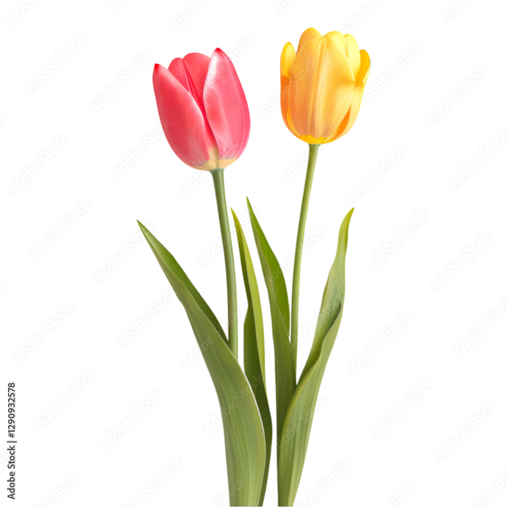 Two tulips pink and yellow blossoms spring flowers nature beauty Two tulips pink and yellow blossoms spring flowers nature beauty
