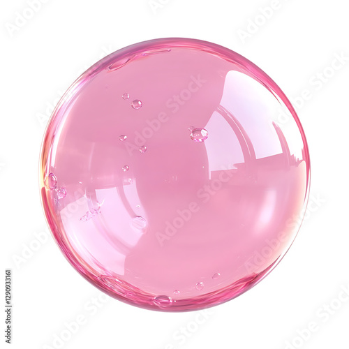 Pink transparent sphere with bubbles.