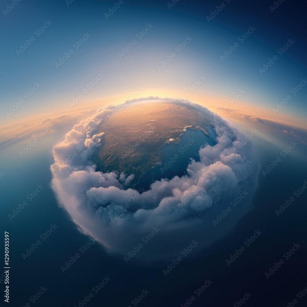 Naklejka premium Planet Earth with Clouds Panoramic View