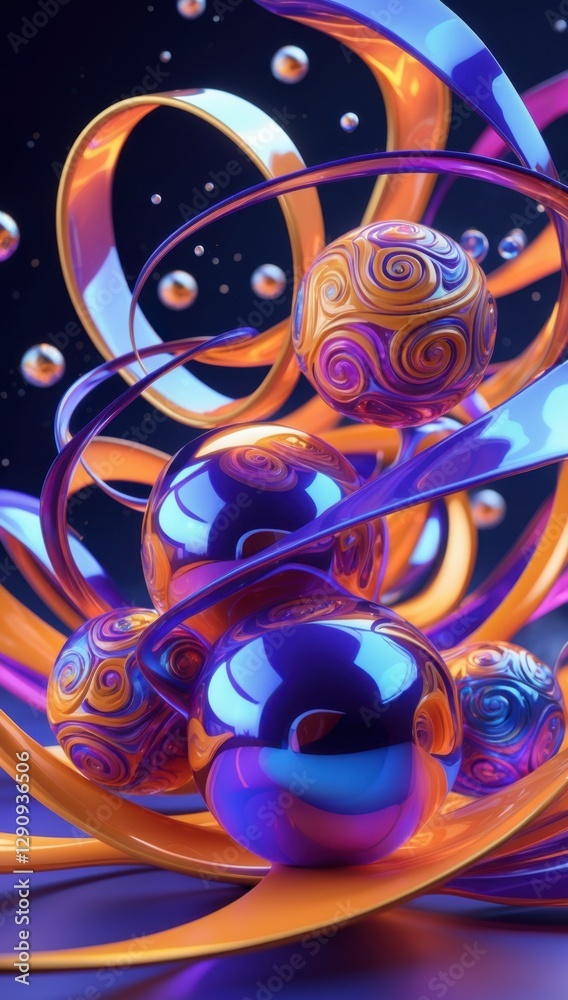 Fototapeta premium Luminous Swirls and Ornate Spheres