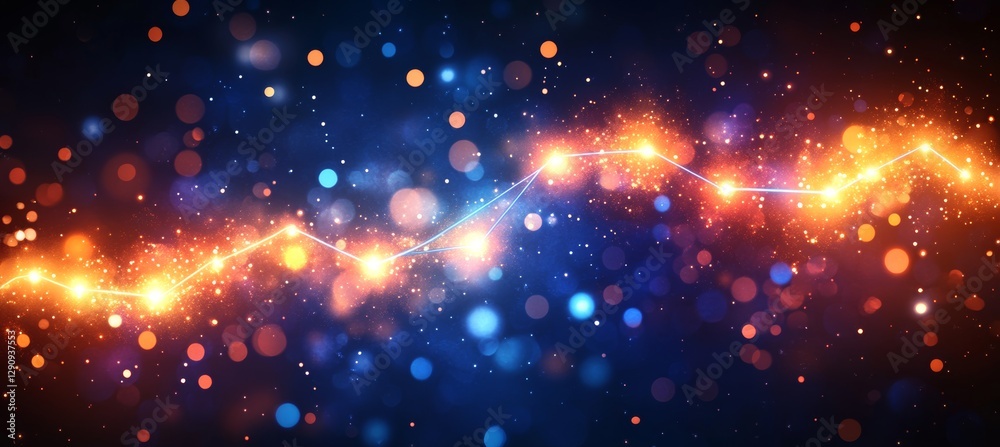 Sparkling Growth Chart A Journey Of Success In A Magical Night Sky With Vibrant Bokeh Lights