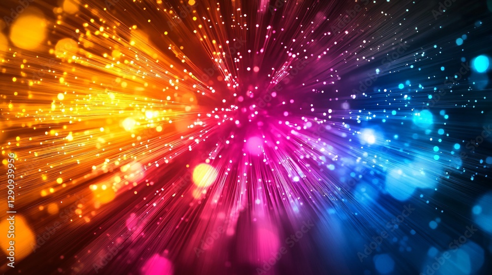 Fototapeta premium A dazzling neon fiber optic effect background in dynamic bold colors