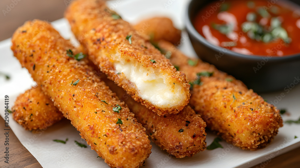Air-fried mozzarella sticks with a crunchy golden coating, offering a guilt-free, low-fat version of the classic fried snack, perfect for a healthier treat. Air-fried mozzarella sticks with a crunchy golden coating, offering a guilt-free, low-fat version of the classic fried snack, perfect for a healthier treat.