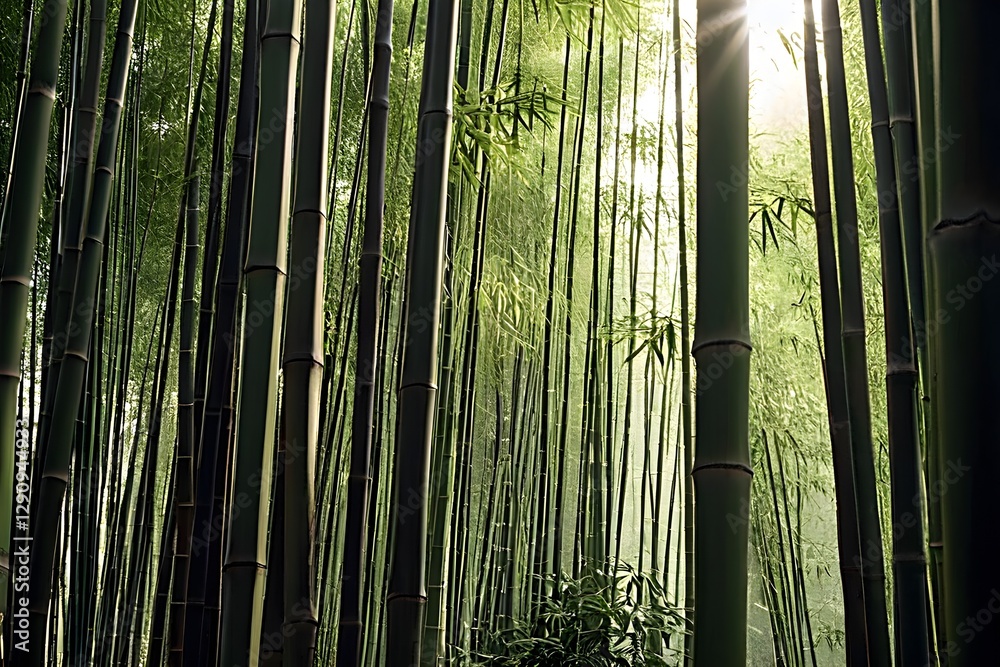 Fototapeta premium Sunlit Bamboo Forest