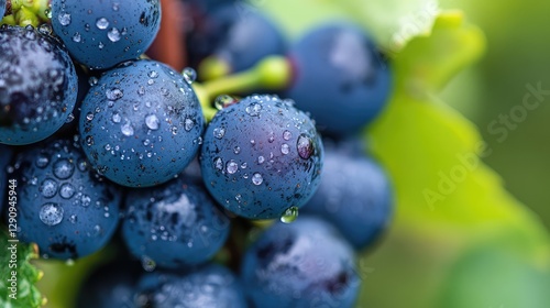 Wallpaper Mural Close-up of ripening grapes on a vine, dewdrops on the surface, perfect for vineyard-themed copy space. Torontodigital.ca