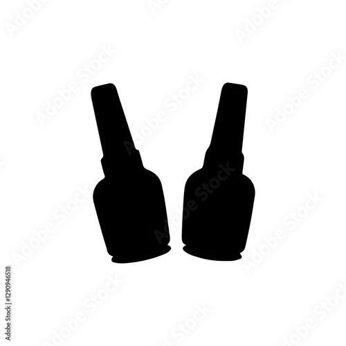 Black Two nail polish bottle silhouette vector illustration on white background
