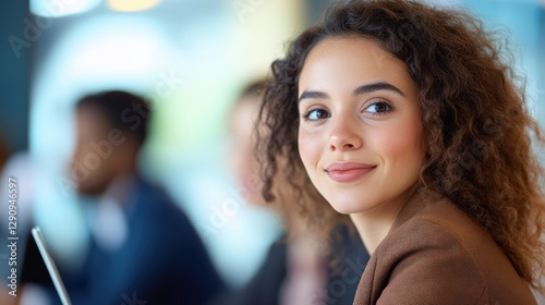 Wallpaper Mural Business woman at Work Smiling in Office Torontodigital.ca