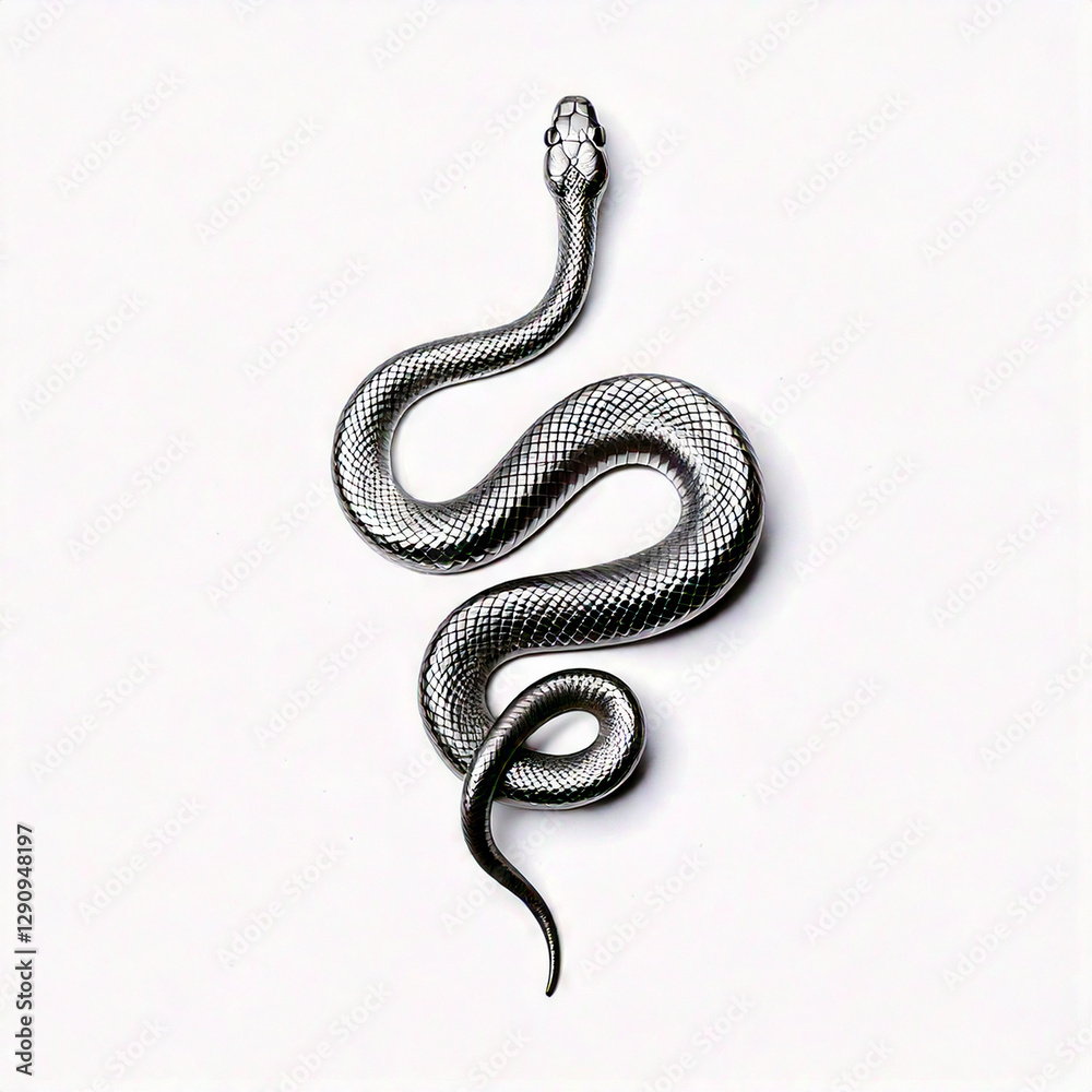 Obraz premium silver snake isolated on white 