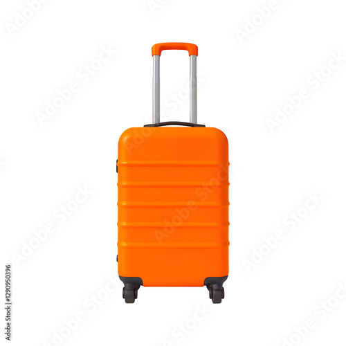 Orange 3d suitcase isolated on transparent background. Orange suitcase png. Travel and trips