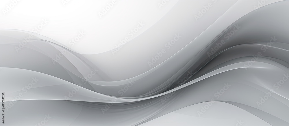 Obraz premium Translucent gray wave abstract background with smooth flowing lines creating depth, featuring lighter shades at the top and darker towards the bottom.
