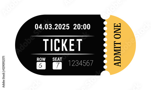 Ticket template. Minimalist ticket vector illustration on a white background
