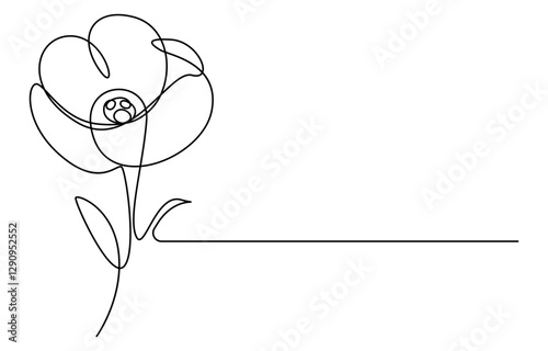 Poppy, Remembrance Day or Veterans Day Continuous Line Drawing