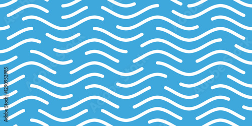 Wavy lines, sea waves stylization, seamless pattern, vector design