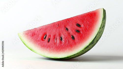 A perfectly sliced watermelon wedge on a white background