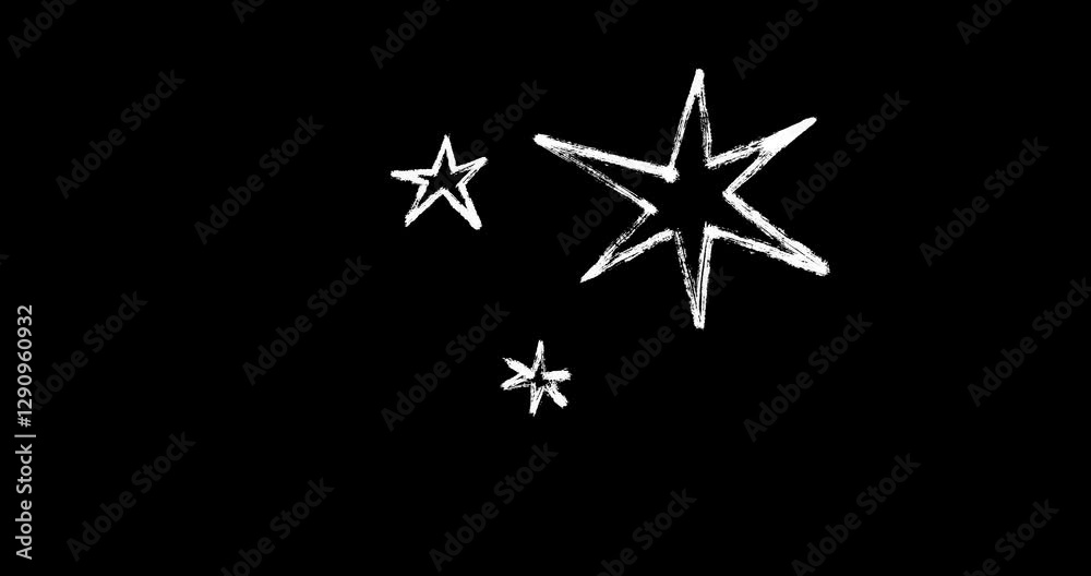 Twinkling Stars and Sparkles Animated Pack. Hand-Drawn Doodle Shimmer Elements. Loop doodle pack includes shimmering dust, glitter, bright sparkles, and glowing lights on an alpha channel.