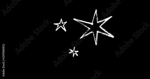 Twinkling Stars and Sparkles Animated Pack. Hand-Drawn Doodle Shimmer Elements. Loop doodle pack includes shimmering dust, glitter, bright sparkles, and glowing lights on an alpha channel.