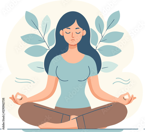 Peaceful Woman Meditating in a Zen-Inspired Natural Environment
