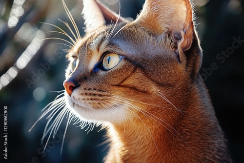 A detailed view of a feline with distinctive blue eye color