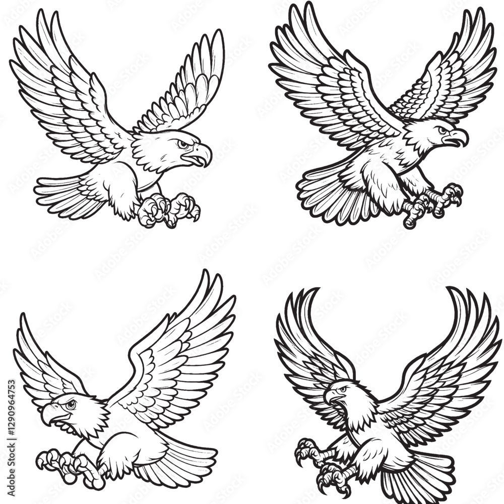 Obraz premium High-Quality Cute Cartoonic Eagle Flying Pose Vector Illustration