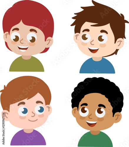 Cute Cartoon Vector Illustration of a Little Boy’s Face