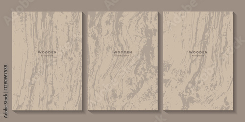 Set of wooden textures. White oak wood grain. Pale background with dry cracked wood texture. Cross-sectional imprint of a tree trunk