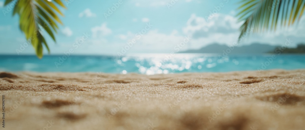 Fototapeta premium tropical beach paradise with palm fronds