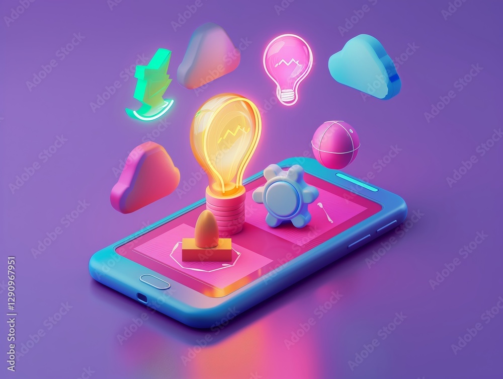 ultra photorealistic digital thinking icons around a smart phone, start-up concept
ultra photorealistic digital thinking icons around a smart phone, start-up concept
