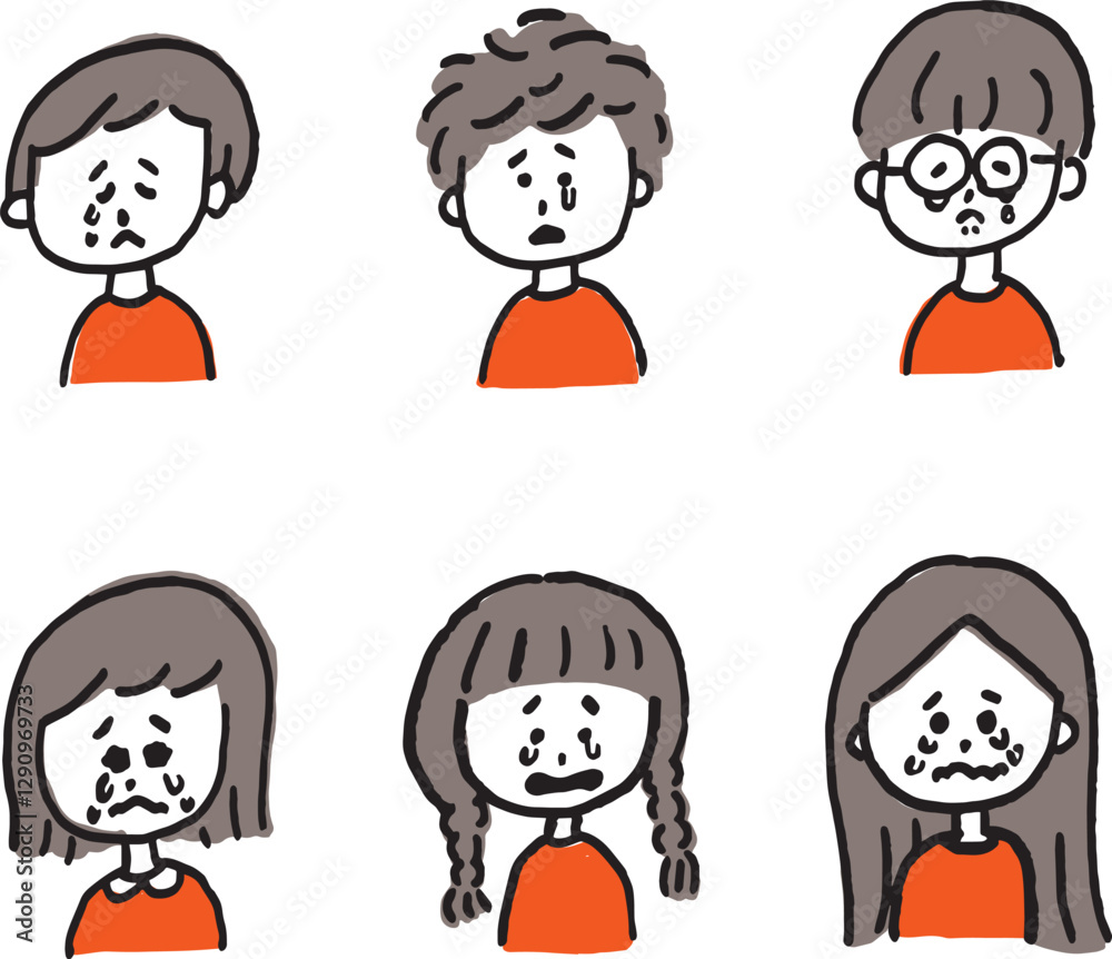 子ども アイコン 手描き シンプル 泣き顔 ベクター イラスト kids child icon hand-drawn simple crying face 子ども アイコン 手描き シンプル 泣き顔 ベクター イラスト kids child icon hand-drawn simple crying face